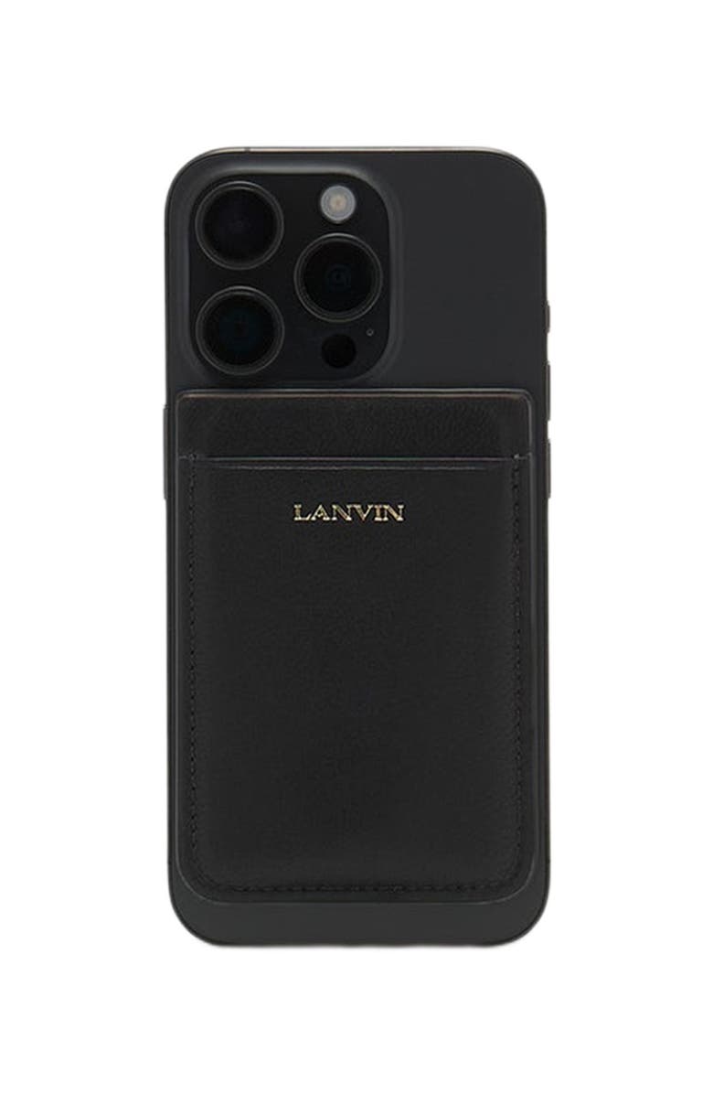 Lanvin Magnetic Leather Cardholder, Alternate, color, Black