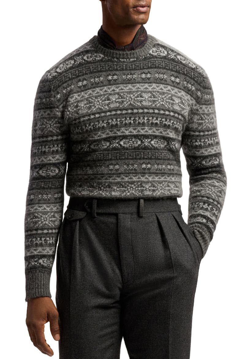 Fair Isle Cashmere Blend Sweater, Main, color, GREY MULTI
