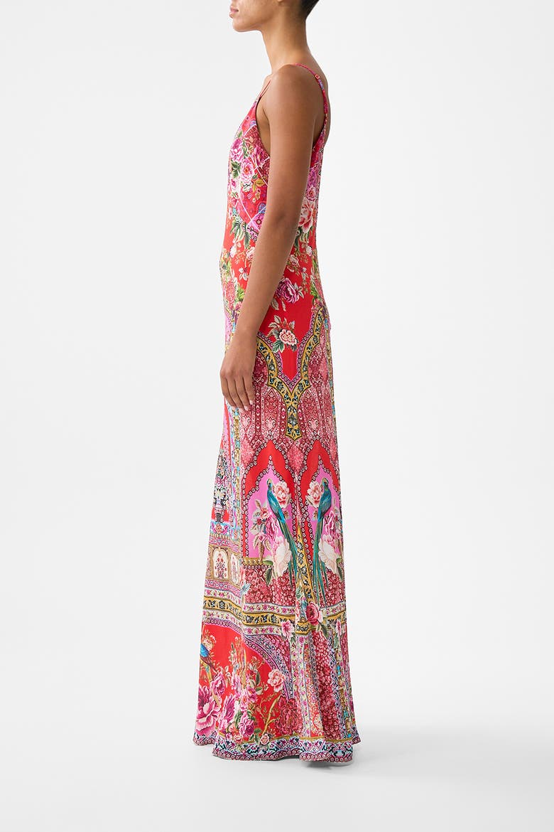 V-Neck Full Length Bias Slip Dress, Alternate, color, Heirloom Empire