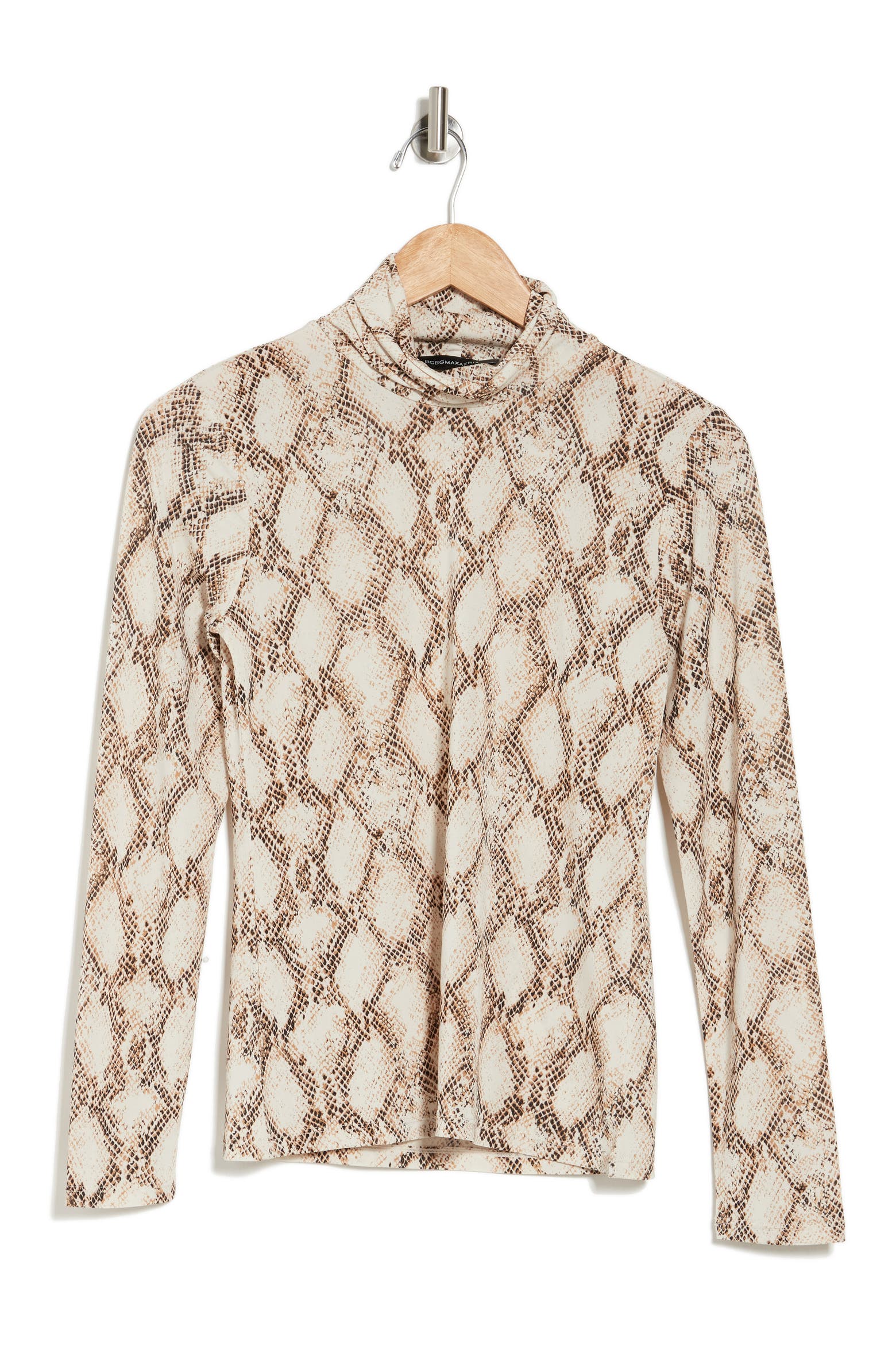 Snake Curtains BCBGeneration Snake Print Turtleneck Long Sleeve Top (Women ...