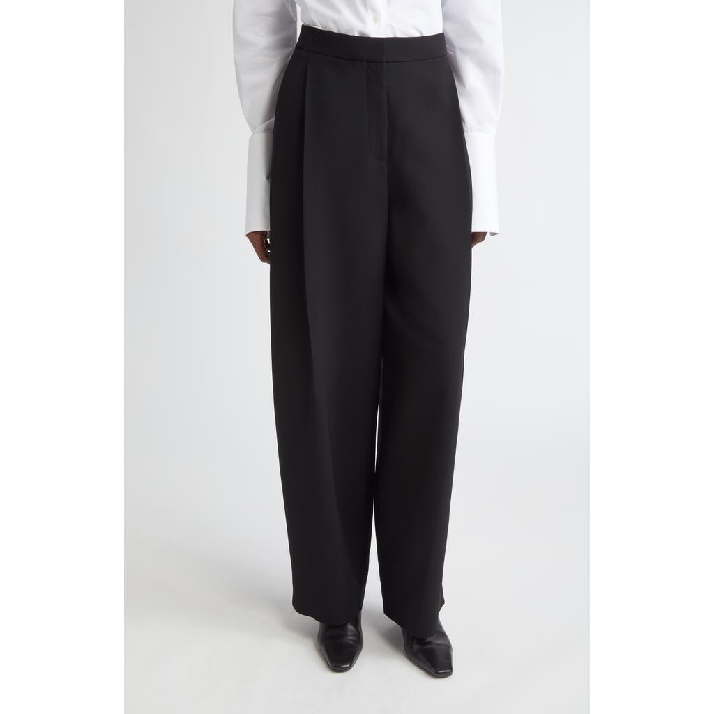 Lafayette 148 New York Cooper Pleated Finesse Crepe Barrel Leg Pants In Black