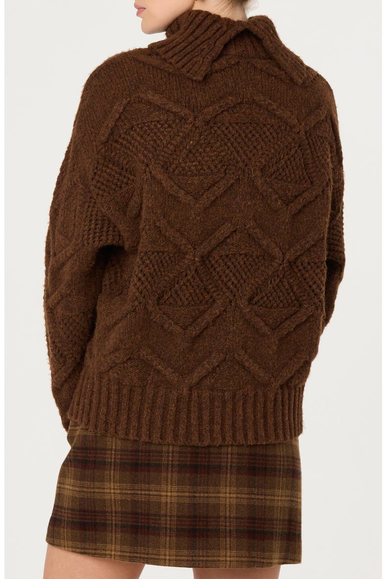 Janeth Cable Turtleneck Sweater, Alternate, color, BROWN