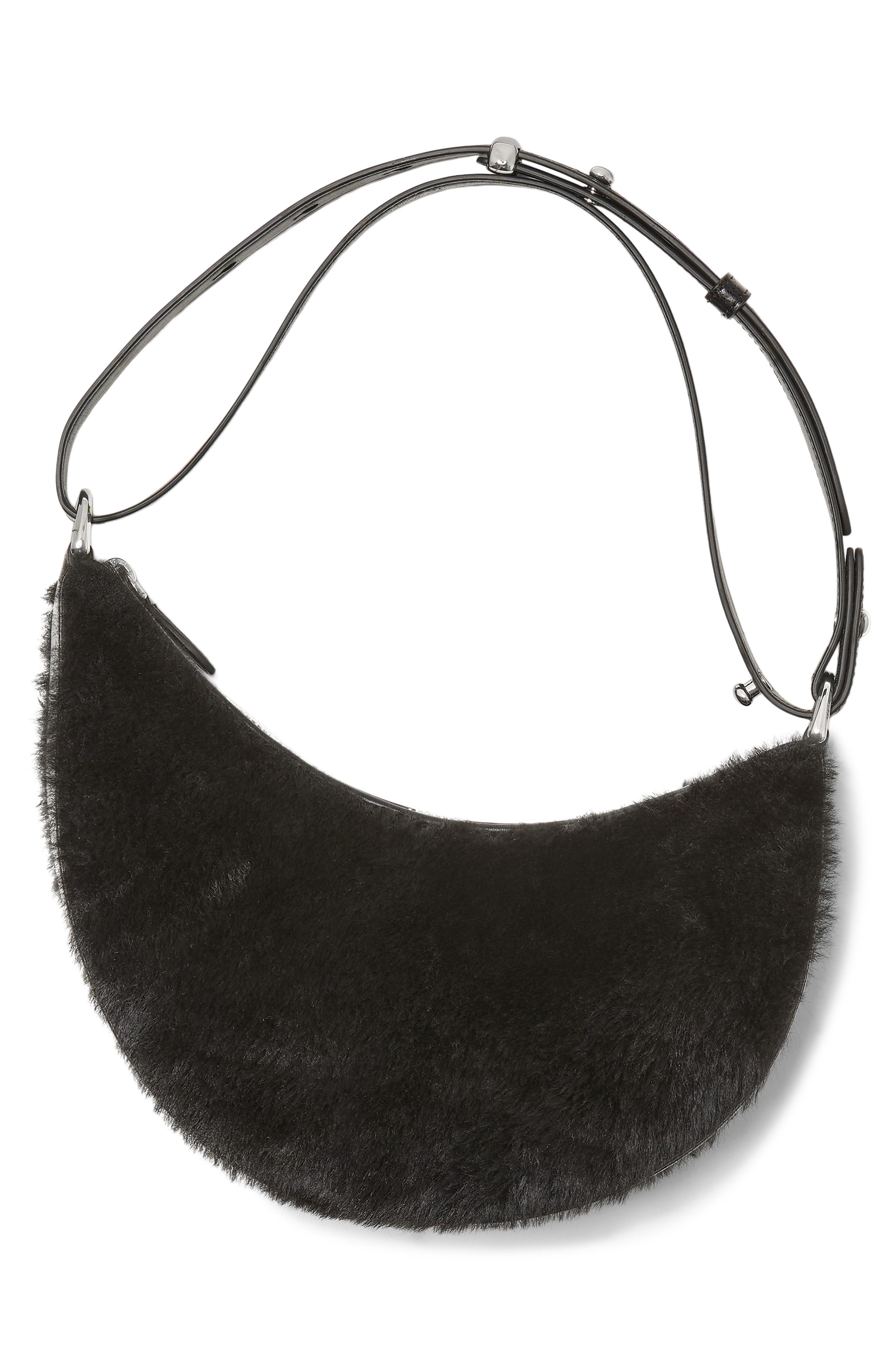 Kate Spade New York duo genuine shearling crossbody bag with bear zip pouch, Alternate, color, 