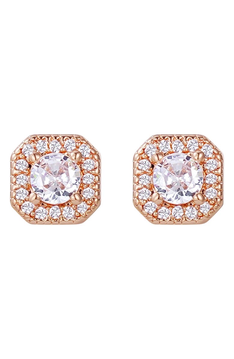 Adornia Cubic Zirconia Halo Stud Earrings, Alternate, color, Pink