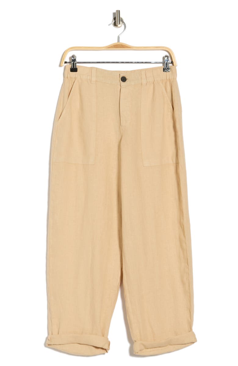 Sanctuary Cruiser Relaxed Straight Leg Linen Pants, Main, color, Sandstone Brown