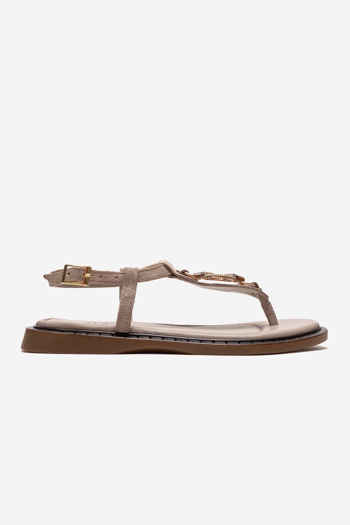 Tiana Leather Buckled Sandal, Alternate, color, Mink Suede