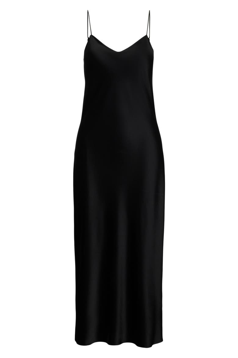 Double Face Satin Slipdress, Alternate, color, POLO BLACK