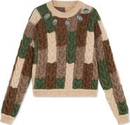Fortela Multicolored Patchwork Crew Neck Sweater