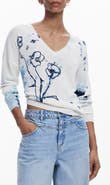 Desigual Floral V-Neck Sweater