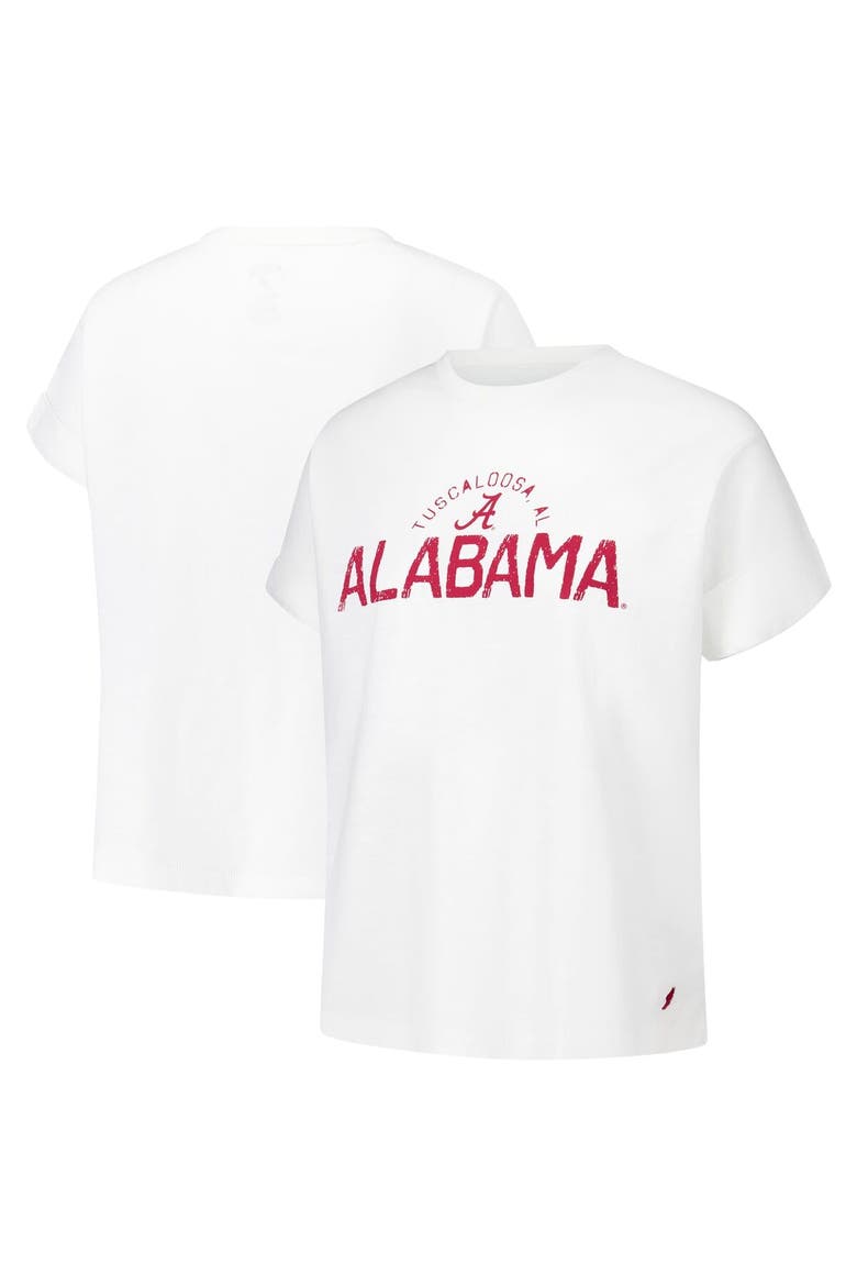 Women's League Collegiate Wear White Alabama Crimson Tide Slub Rolled Cuff T-Shirt, Alternate, color, White