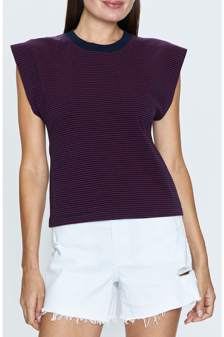 Marina Stripe Stretch Cotton T-Shirt, Main, color, MARINERS STRIPE