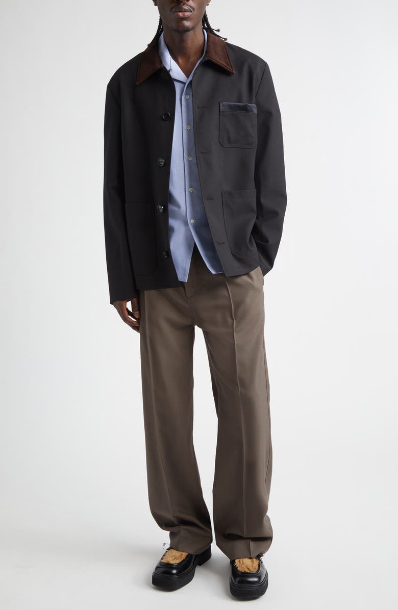 Marni Pleated Virgin Wool Wide Leg Trousers, Alternate, color, 00N55 Truffle