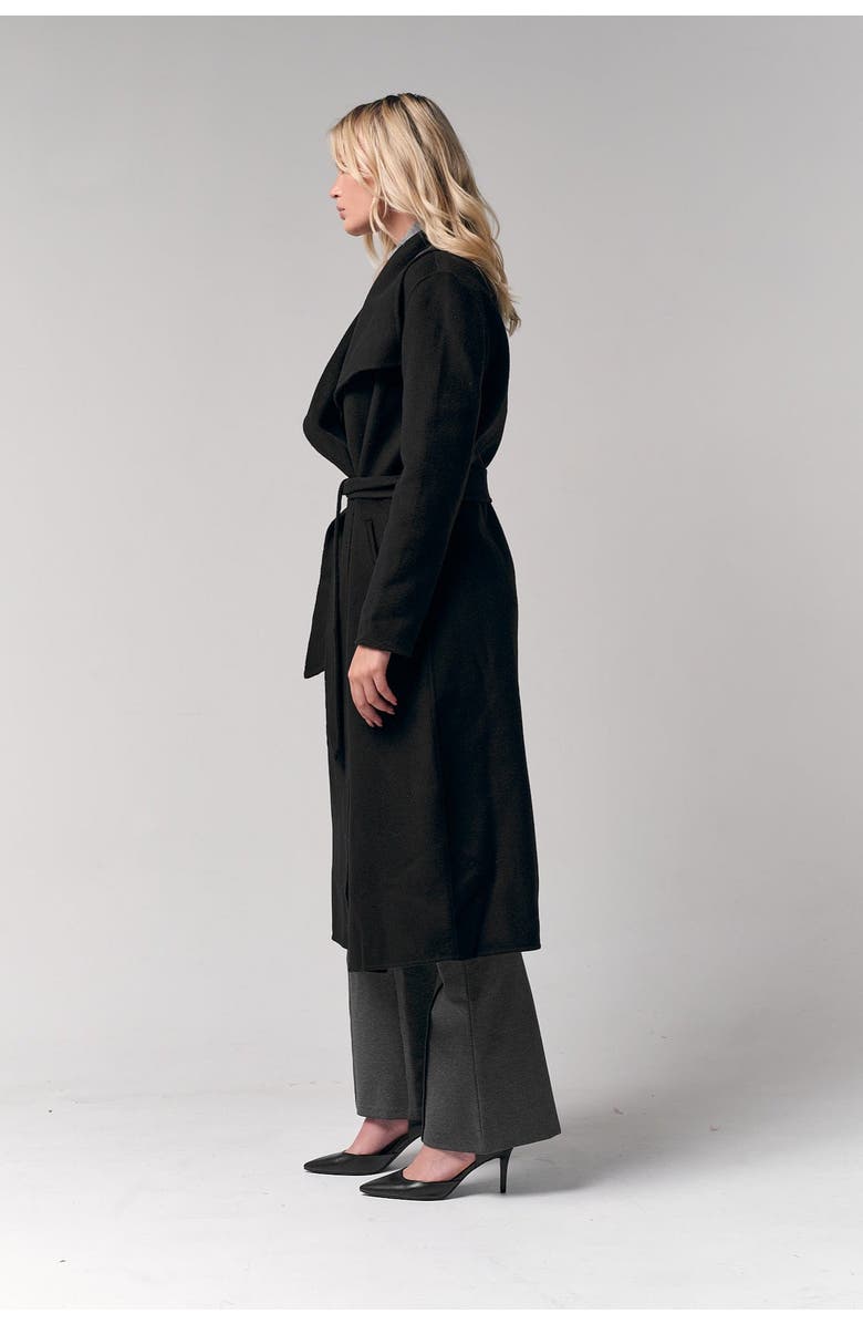 Le Fafo Draped Collar Wrap Coat, Alternate, color, Black