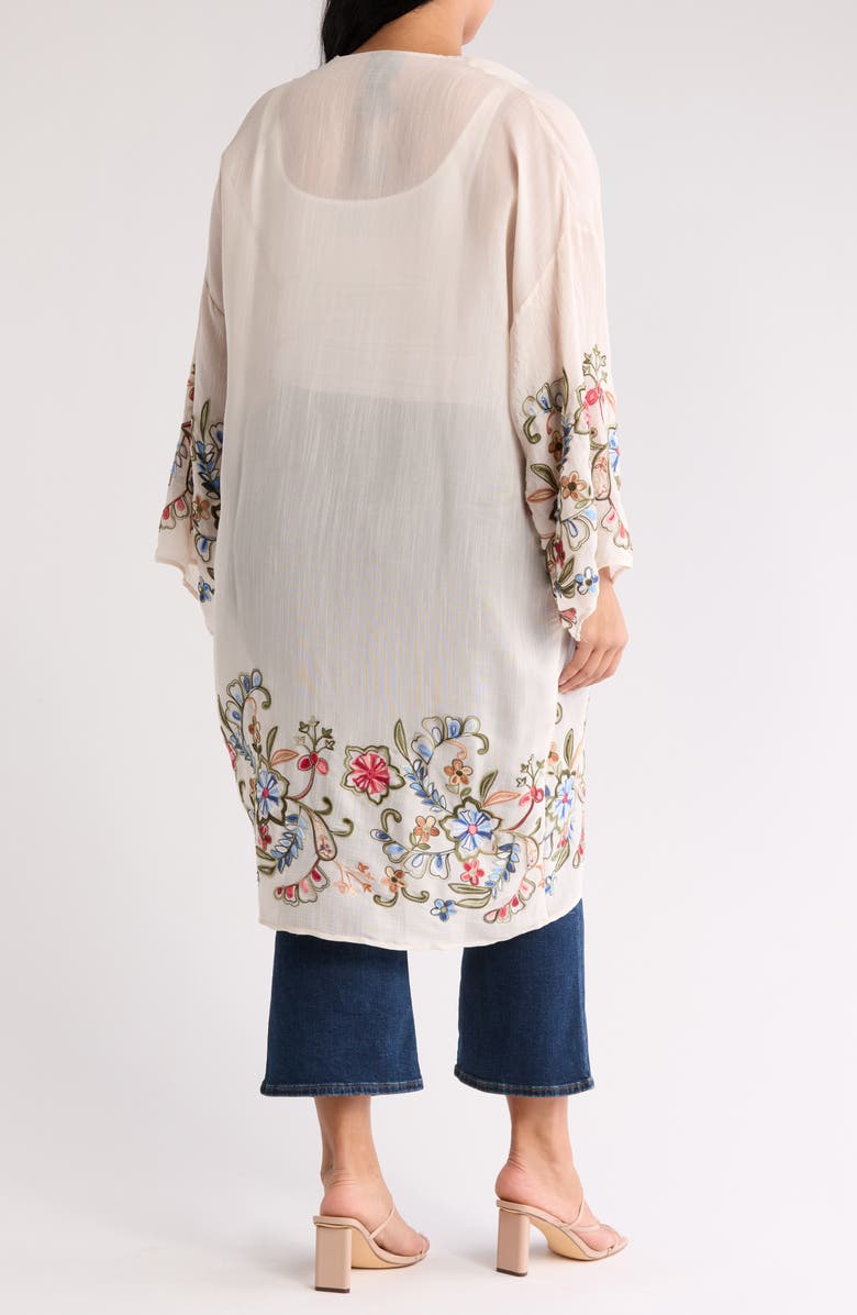 Forgotten Grace Flower Embroidered Long Sleeve Duster, Alternate, color,