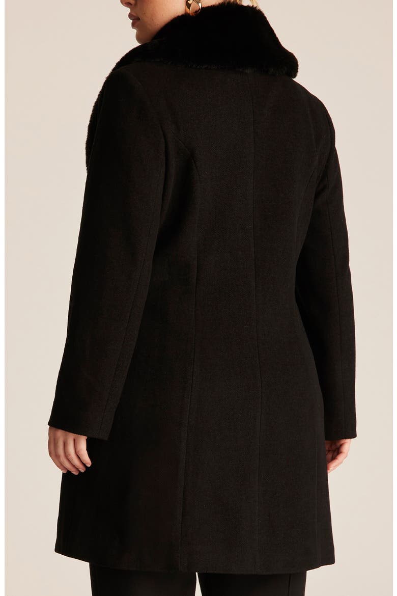 Albany Faux Fur Collar Coat, Alternate, color, BLACK
