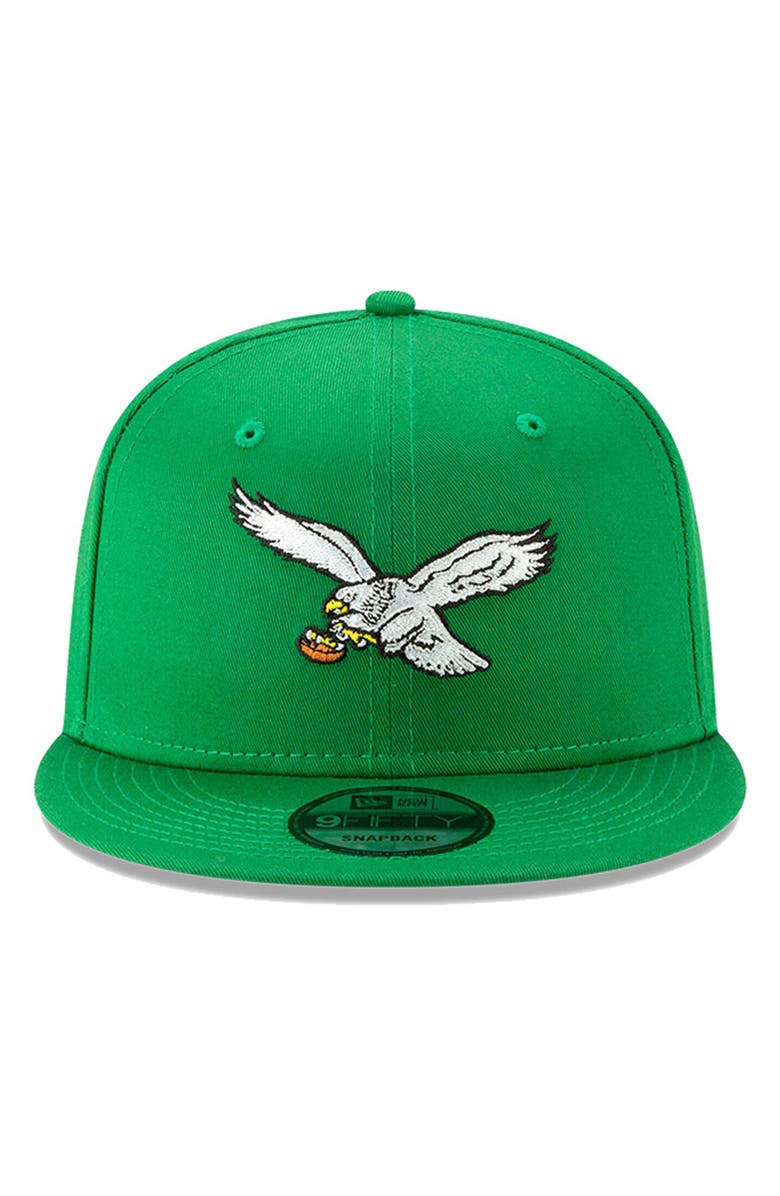 New Era Men's New Era Black Philadelphia Eagles Throwback 9FIFTY Adjustable Snapback Hat, Alternate, color, Kelly Green