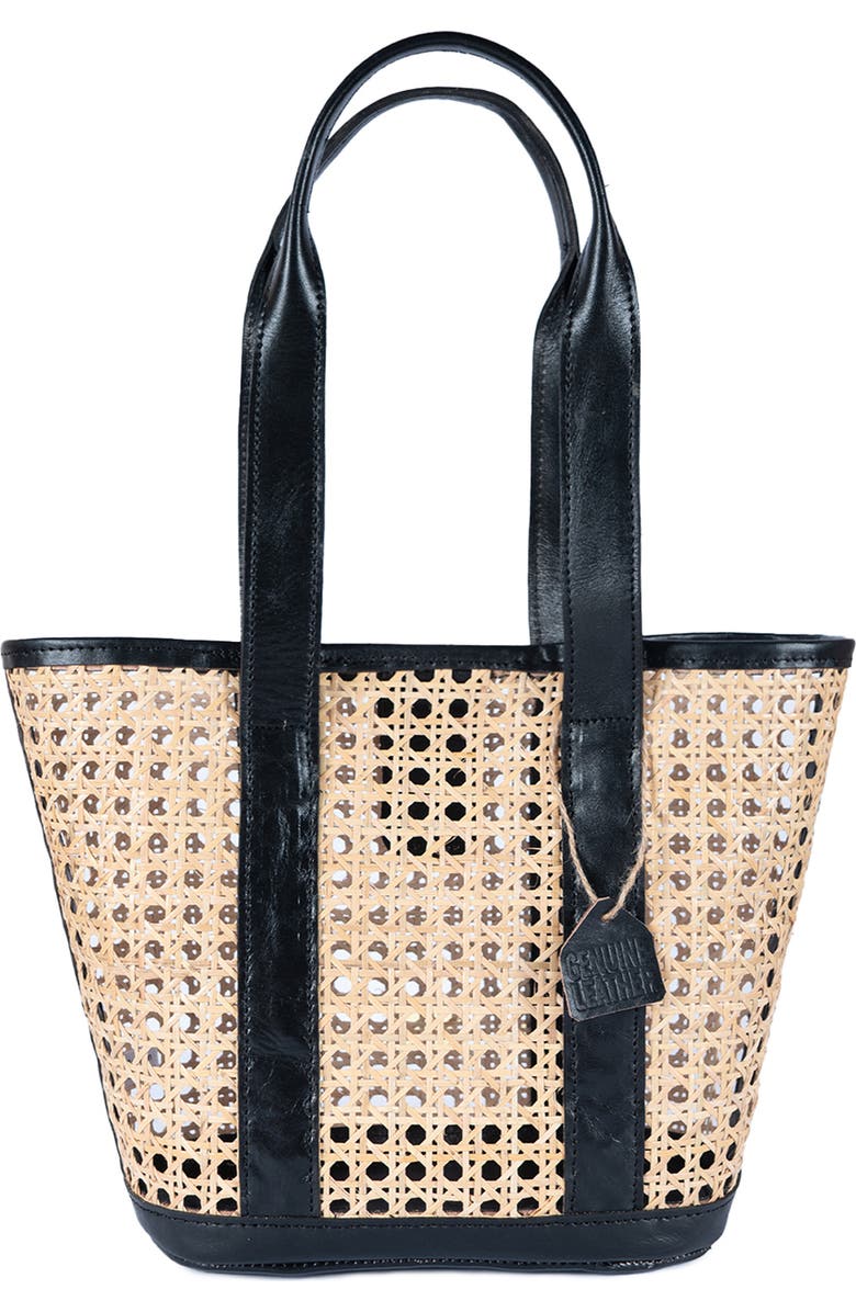 Jelavu Sandi Rattan & Leather Tote Bag, Main, color, Beige/ Black
