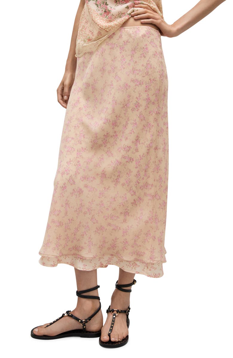 MANGO Floral Overlay Maxi Skirt, Main, color,