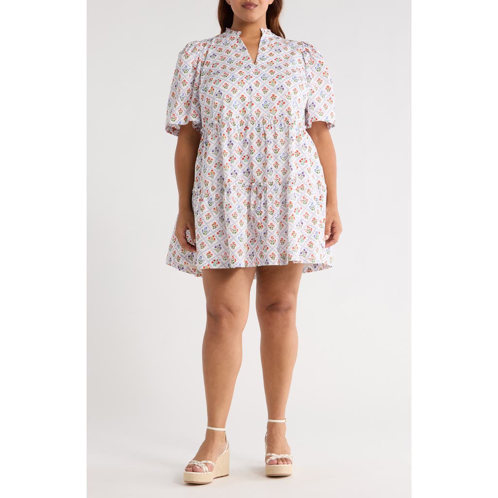 Sugarlips Lara Floral Dixie Tiered Cotton Dress In Neutral