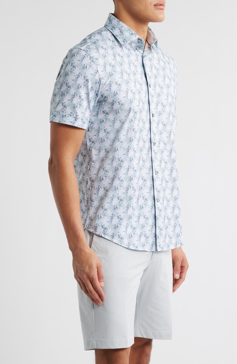 Bugatchi Myron OoohCotton<sup>®</sup> Palm Tree Print Short Sleeve Button-Up Shirt, Alternate, color, Mint