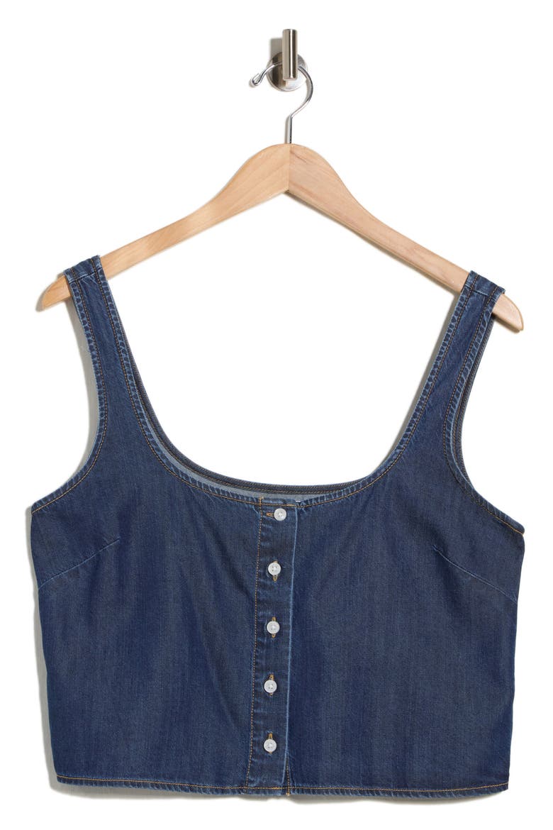 Denim Button Front Tank, Alternate, color, INDIGO1187
