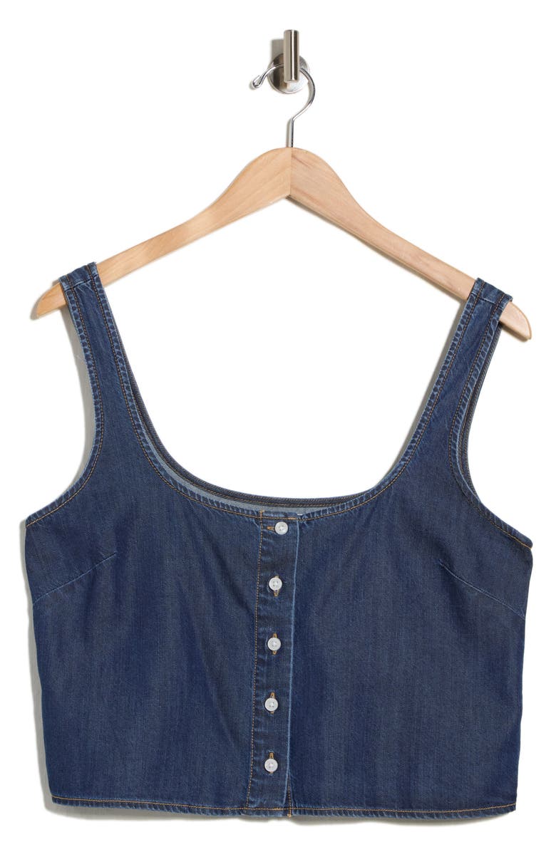Good American Denim Button Front Tank, Main, color, Indigo1187