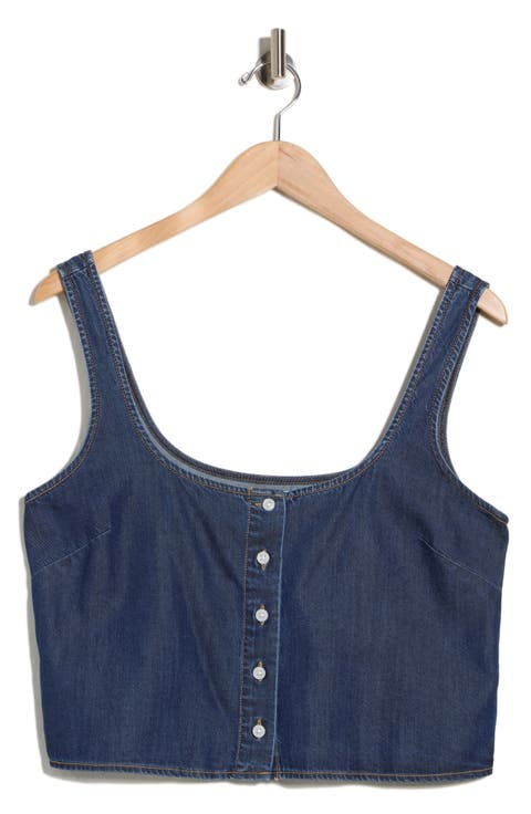 Denim Button Front Tank