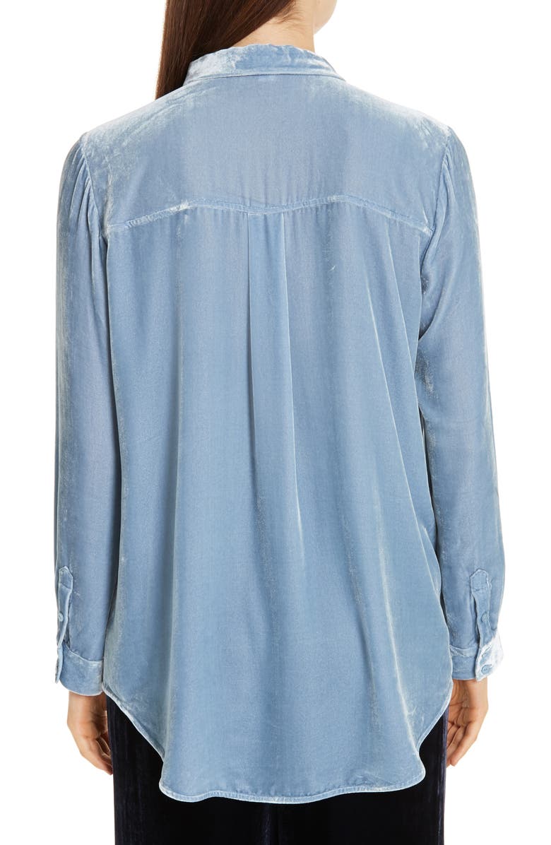 Eileen Fisher Classic Velvet Collar Shirt, Alternate, color, Haze
