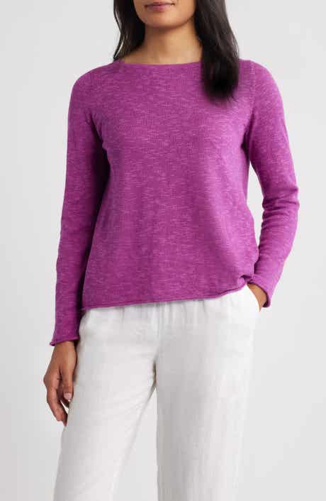 Eileen Fisher Boat Neck Organic Linen & Cotton Sweater
