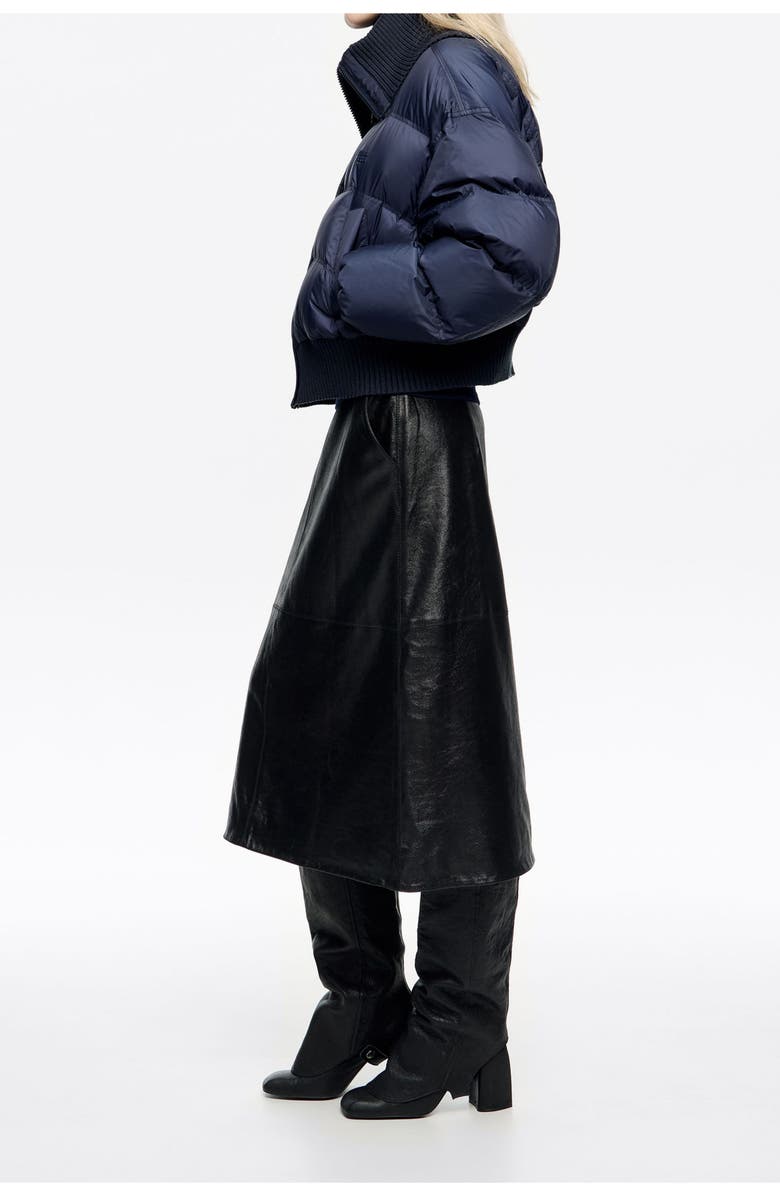 Bimba y Lola Down Jacket With Maxi Knit Neck, Alternate, color, Dark Navy