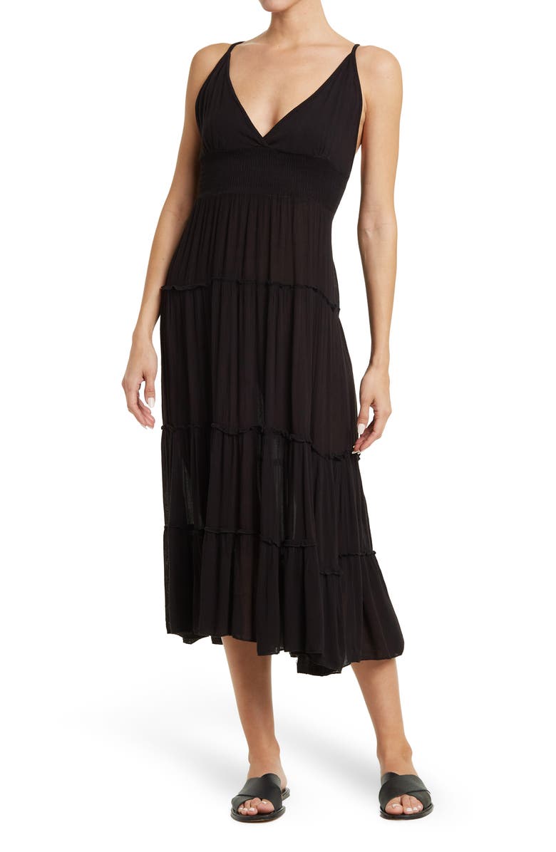 BOHO ME Tie Back Tiered Cover-Up Maxi Dress, Main, color,