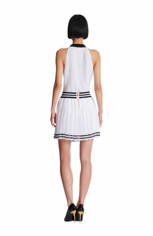 Balmain Pleated Monogrammed Knit Skirt
