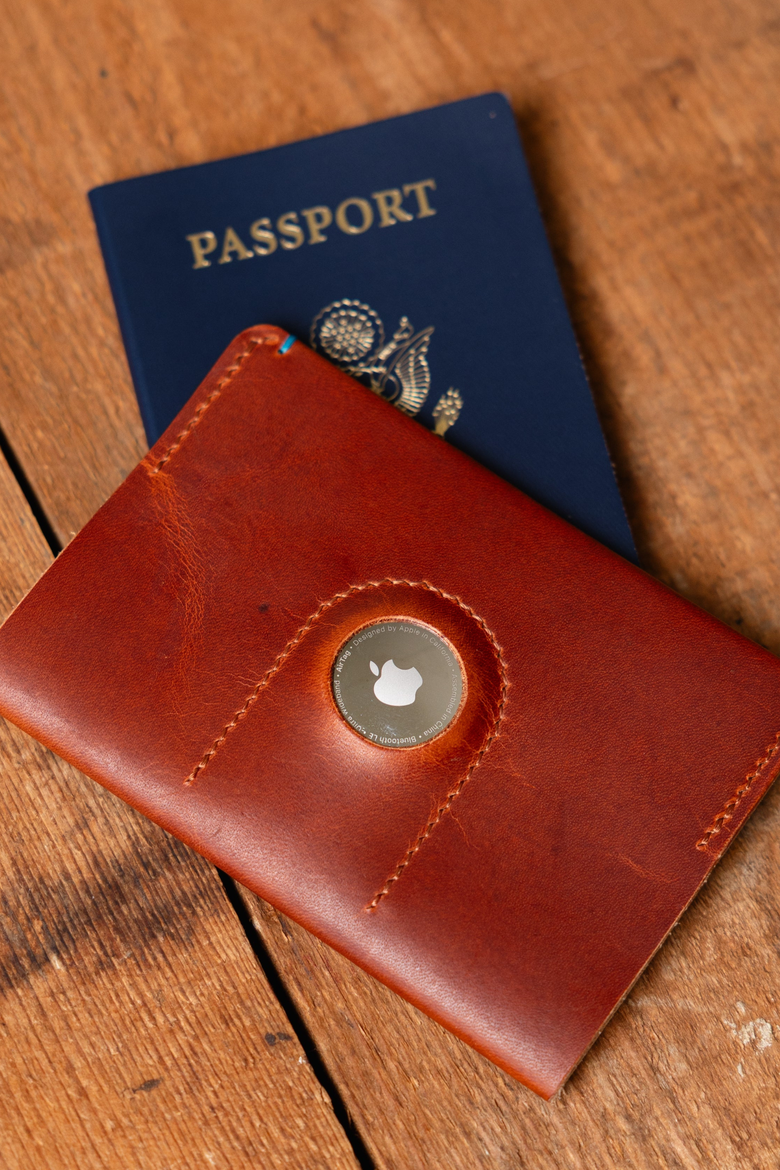 The Companion Passport Holder with AirTag Pocket, Alternate, color, English Tan