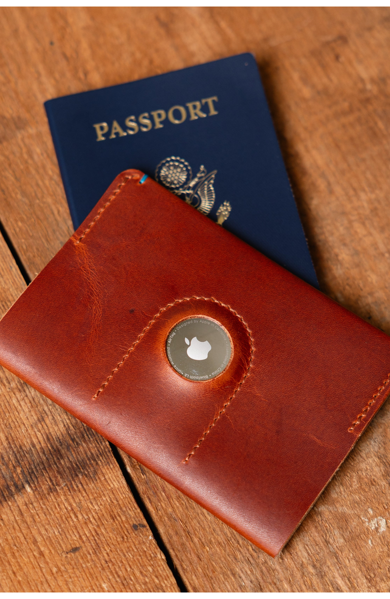 Bluebonnet The Companion Passport Holder with AirTag Pocket, Alternate, color, English Tan