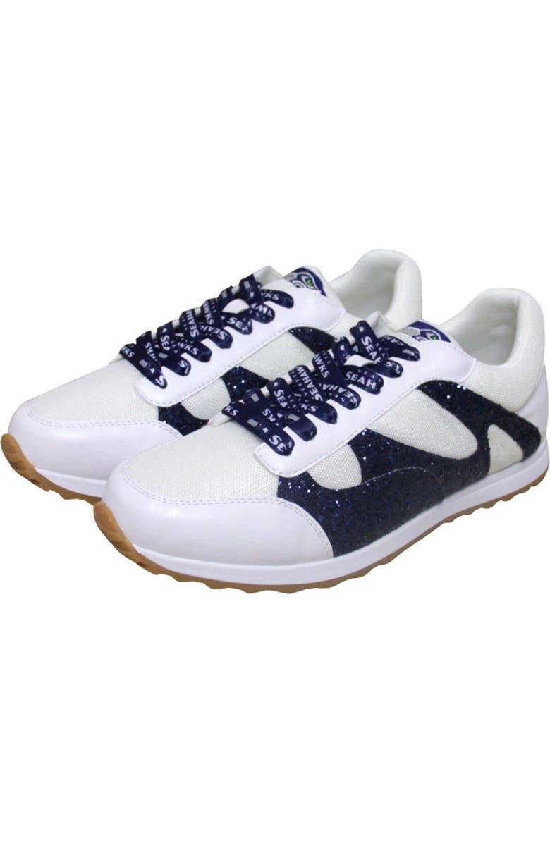 CUCE Women's Cuce White Seattle Seahawks Glitter Sneakers, Main, color,