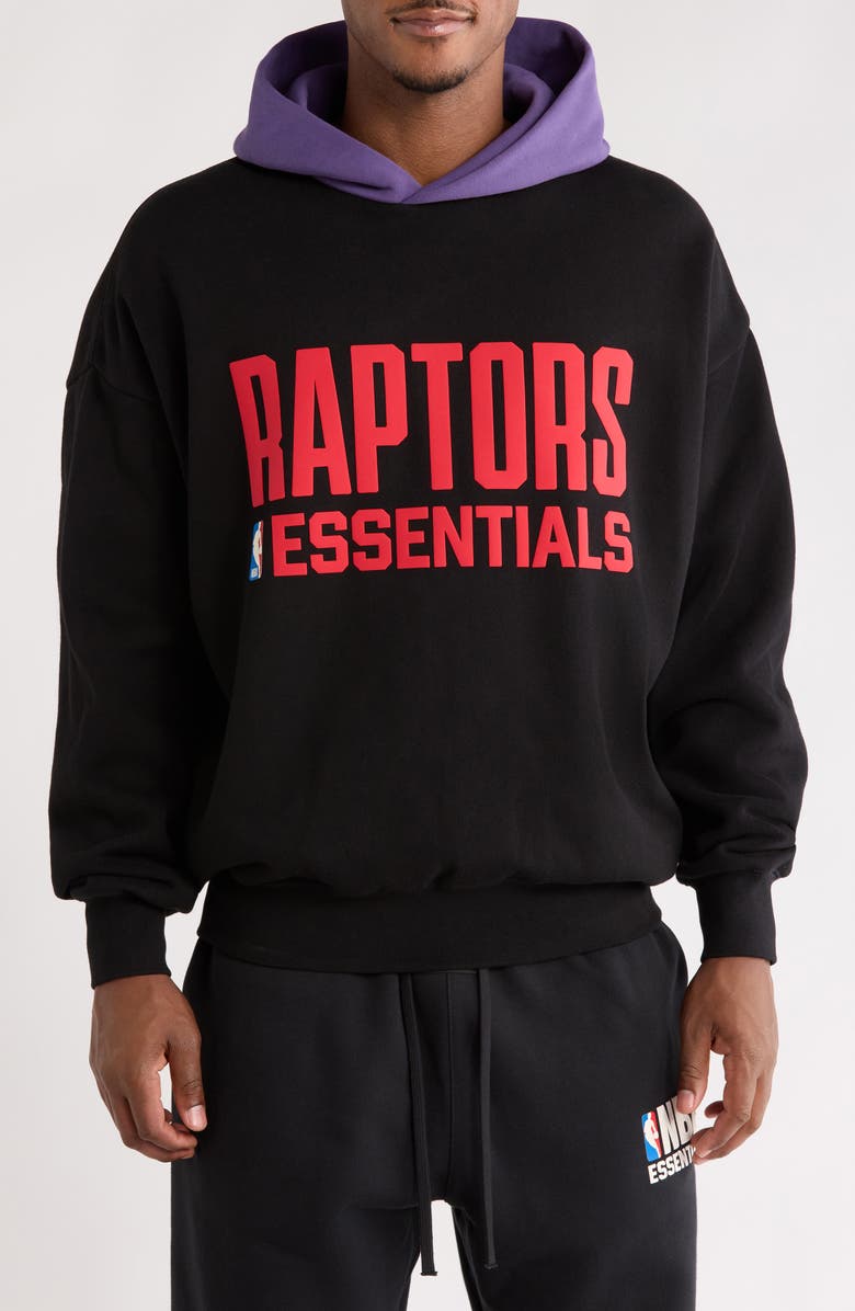 Fear of God Essentials x NBA Raptors Sports Fit Hoodie, Main, color, Black/ Purple Reign