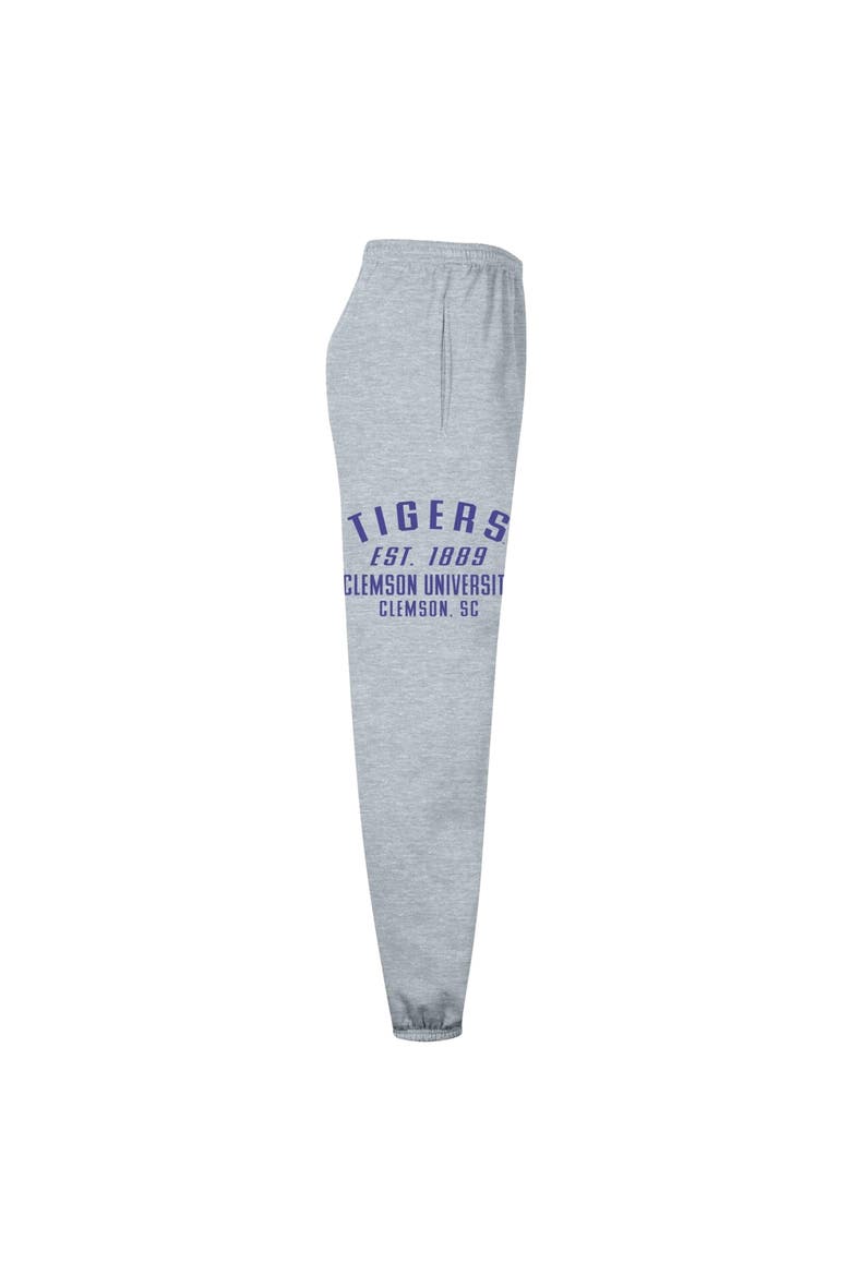 Men's Champion  Heather Gray Clemson Tigers Powerblend Banded Fleece Sweatpants, Alternate, color, Heather Gray