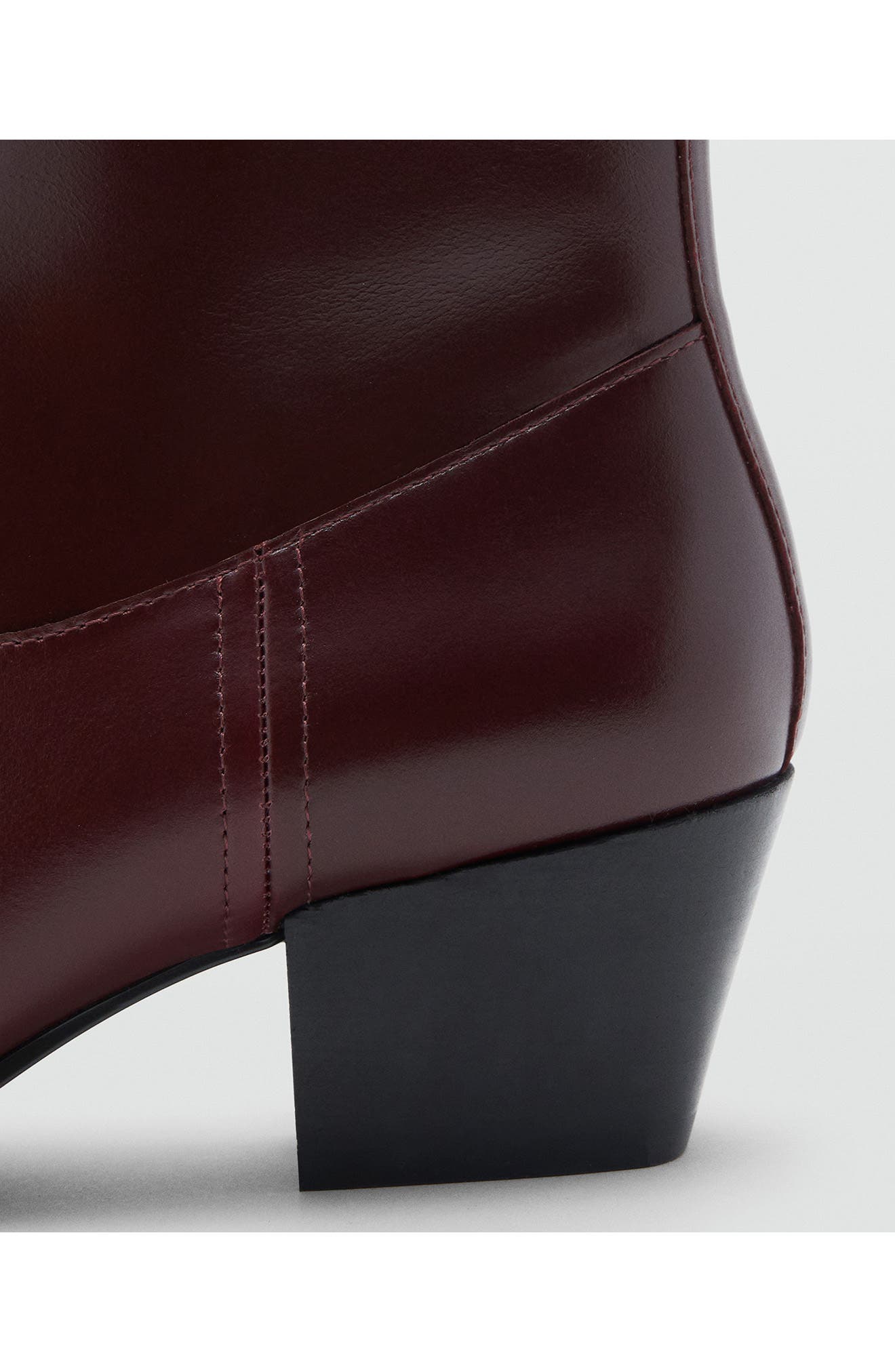 MANGO Square Toe Ankle Bootie, Alternate, color, Burgundy