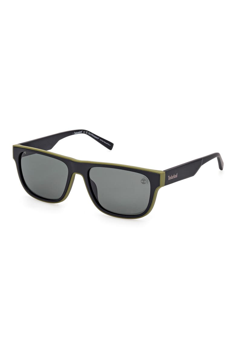 56mm Sunglasses, Alternate, color, MATTE BLACK / GREEN POLARIZED