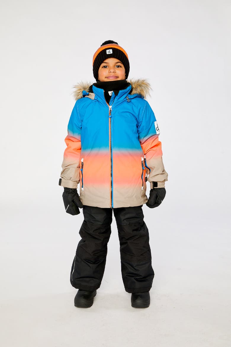 Play Gradient Jacket & Reinforced Pants Two Piece Snowsuit, Alternate, color, Blue and Orange Gradient