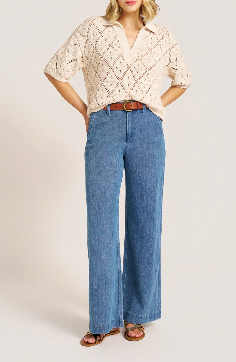 matty m. Jasmine Open Stitch Johnny Collar Sweater, Alternate, color, Natural