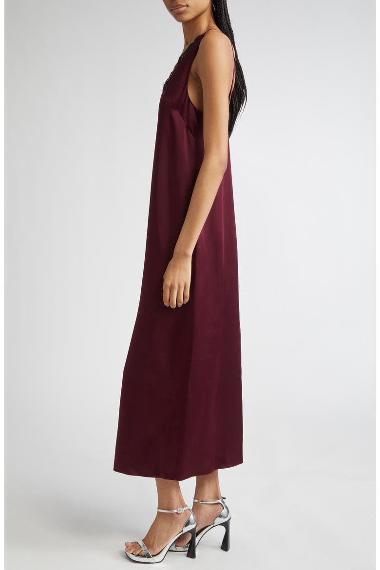 Lace Trim Satin Slipdress, Alternate, color, BORDEAUX
