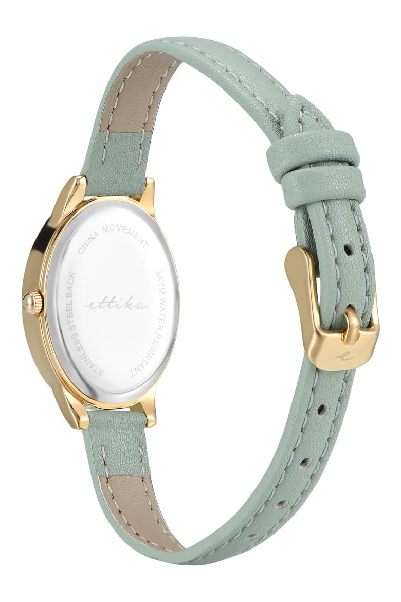 Oval Leather Strap Watch, Alternate, color, SEAFOAM