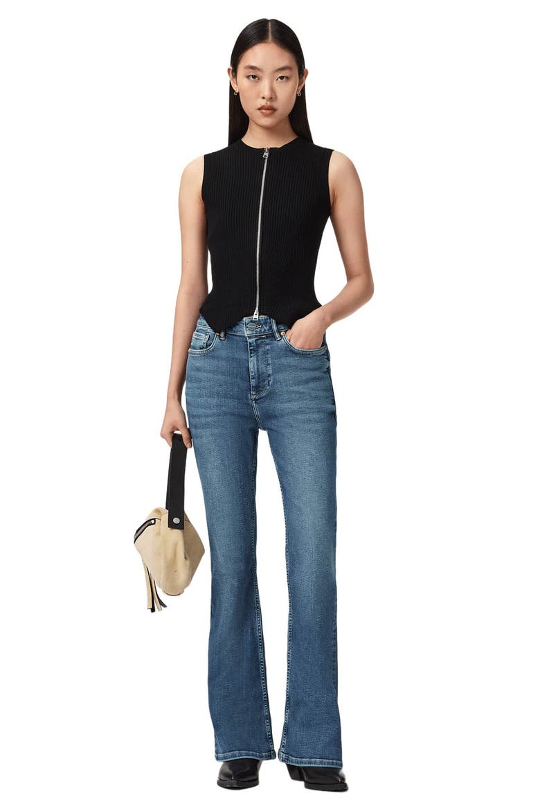 Maisie Flare Jeans, Alternate, color, MID INDIGO