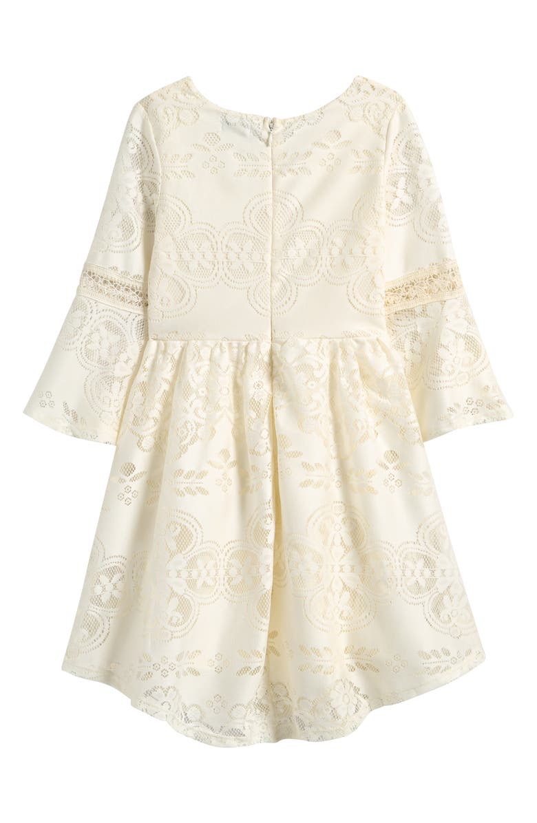 Love, Fire Kids' Lace Skater Dress, Alternate, color, Sour Cream