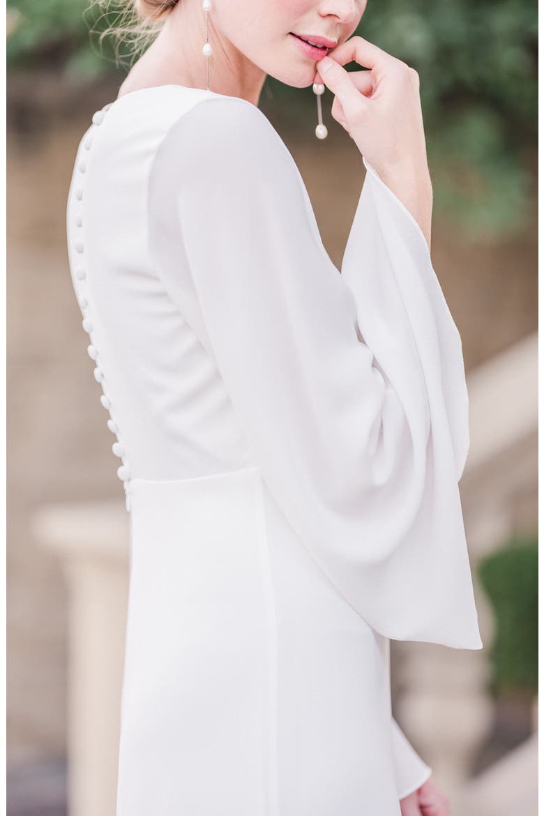 Stevie Bell Sleeve A-Line Gown, Alternate, color, WHITE