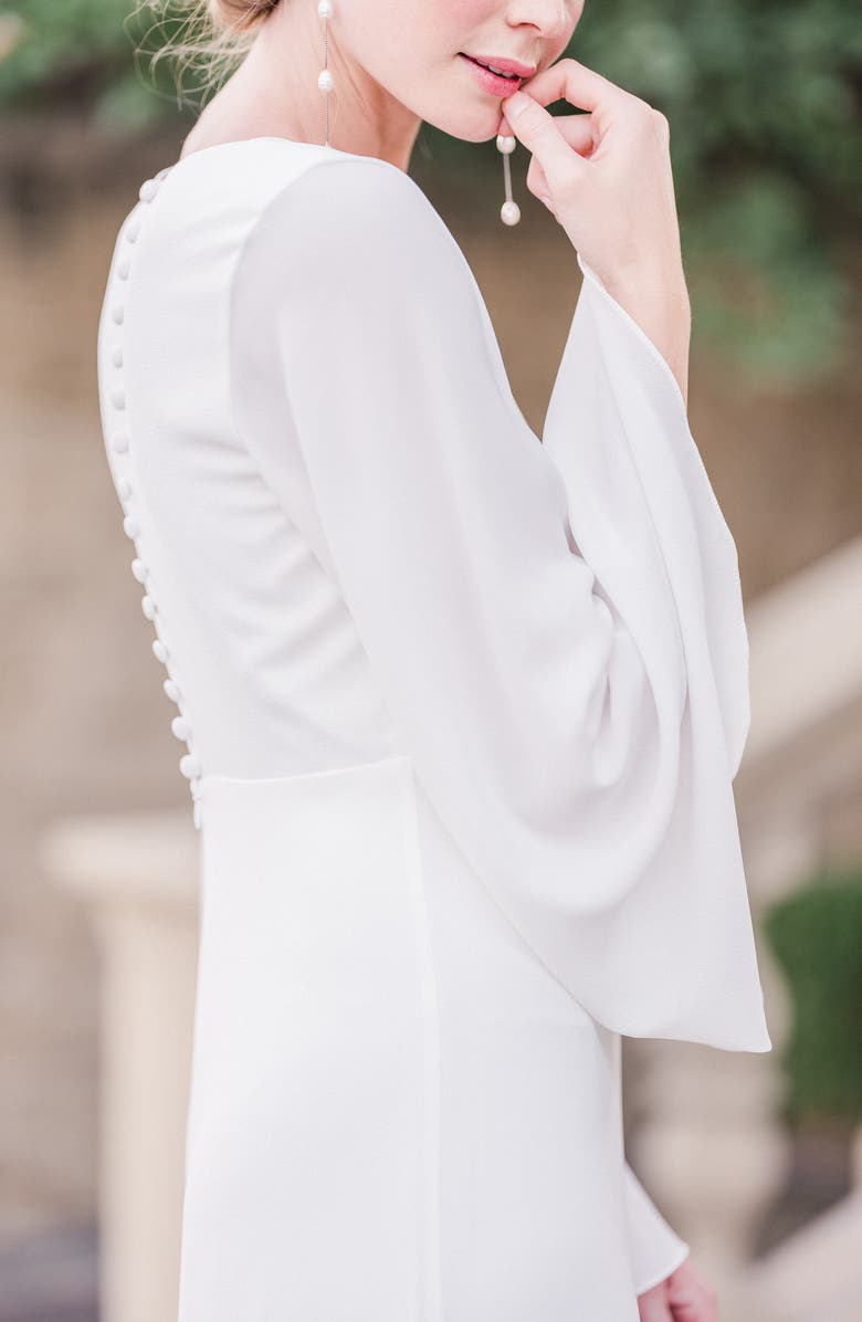 Joanna August Stevie Bell Sleeve A-Line Gown, Alternate, color,