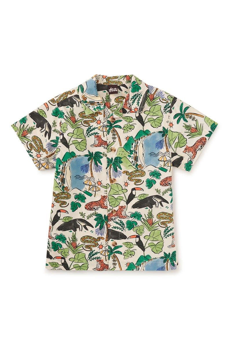 Tea Collection Printed Camp Shirt, Main, color, 