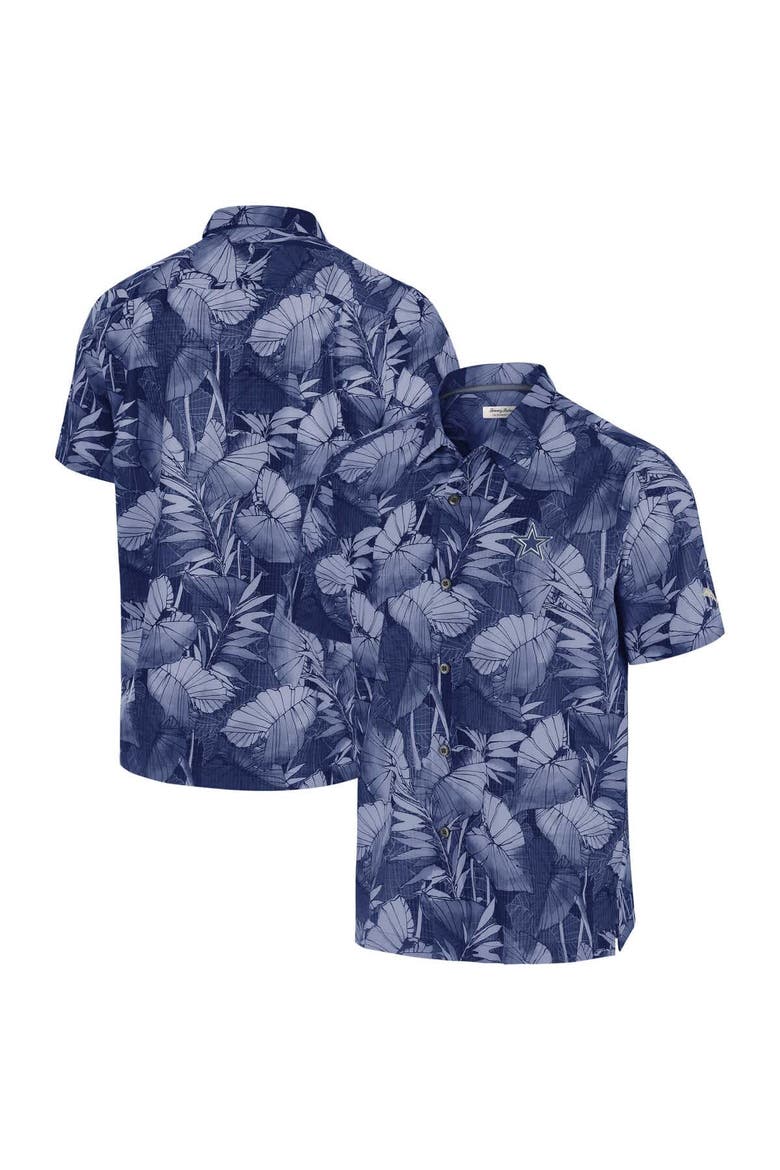 Men's Tommy Bahama Navy Dallas Cowboys Bahama Coast Nuevo Fronds Camp Button-Up Shirt, Main, color, Navy
