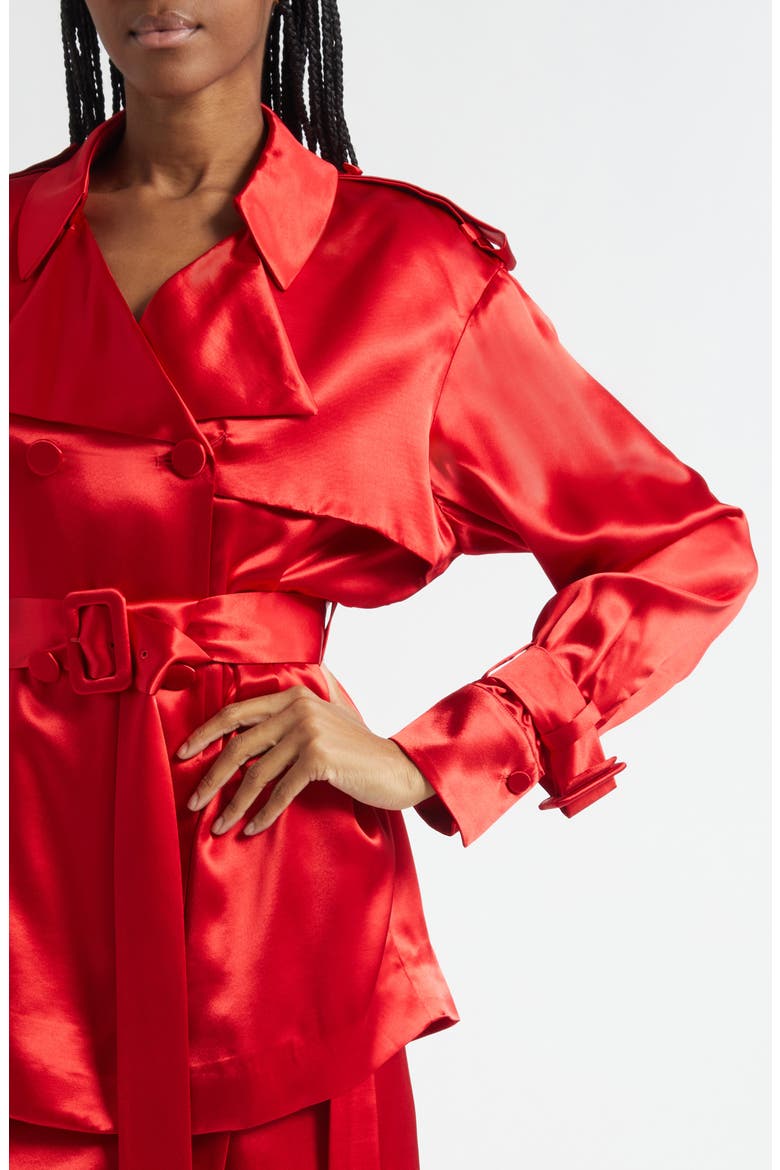 Long Sleeve Satin Trench Shirt, Alternate, color, DARK RED